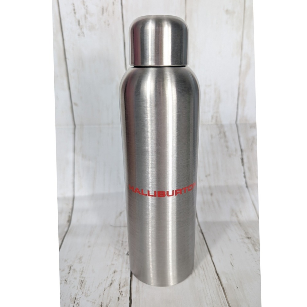 Halliburton Water Bottle Silver Stainless Steel Insulated Thermos